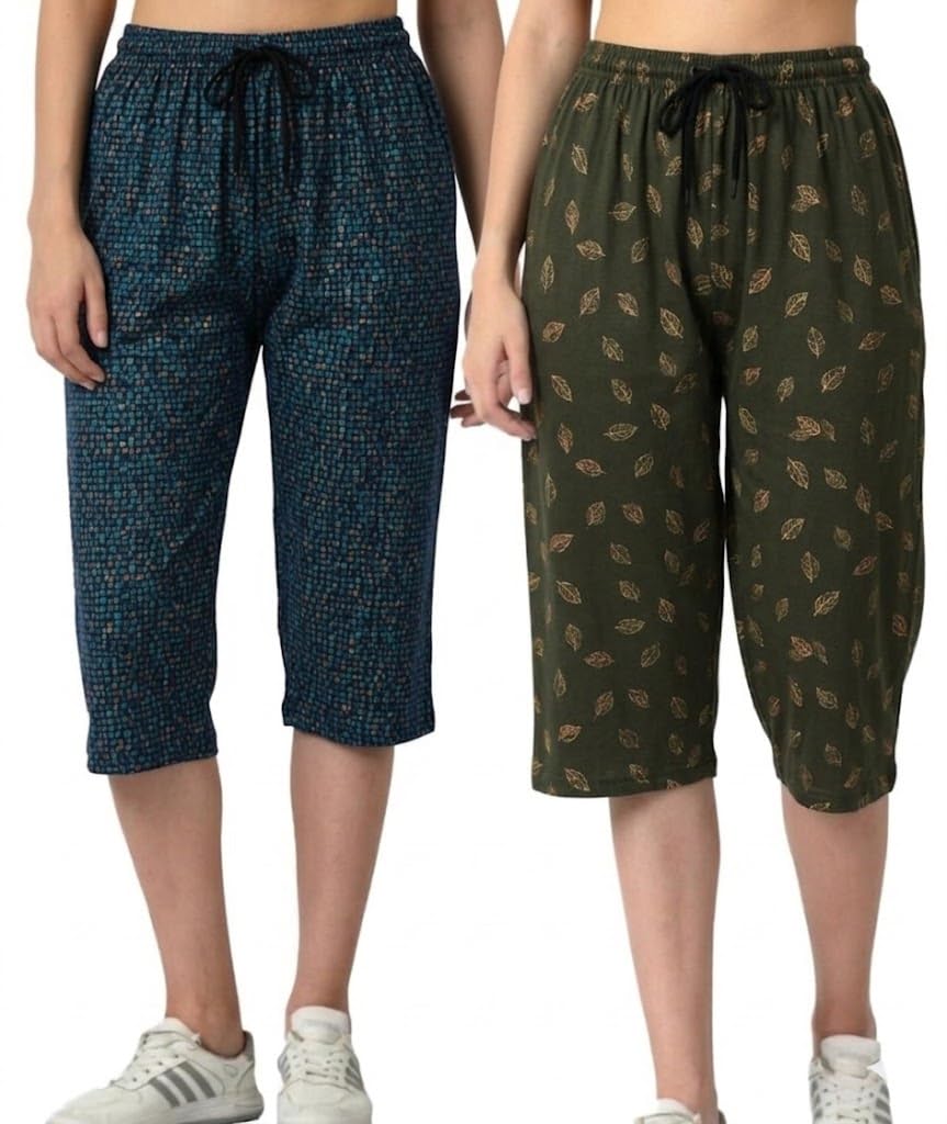 Regular Fit Capri Pants 3/4th for Women Pack of 2-image-9