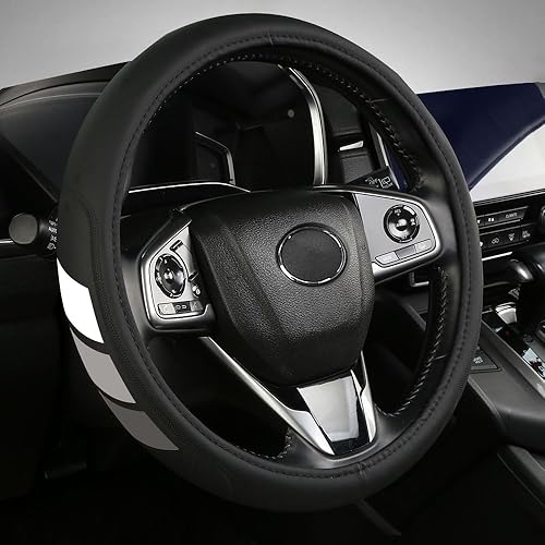 Miniatura 8 de Funda de cuero de microfibra para volante Dodge Ram 1500 Chevy Silverado 1500 1500 15-16.5 pulgadas