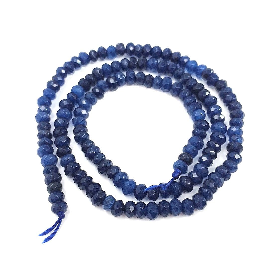 1 Strand Adabele Natural Dark Sapphire Blue Quartz Healing Gemstone 4mm Small Faceted Rondelle Loose Beads Gem Stone Spacer (107-115pcs) for Jewelry Making GH1R-7