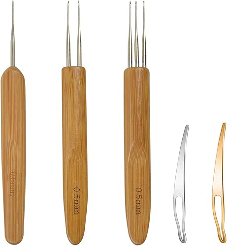 5 piezas de gancho de ganchillo para rastas, kit de herramientas de ganchillo para trenzas de cabello y rastas, agujas de tejer para manualidades