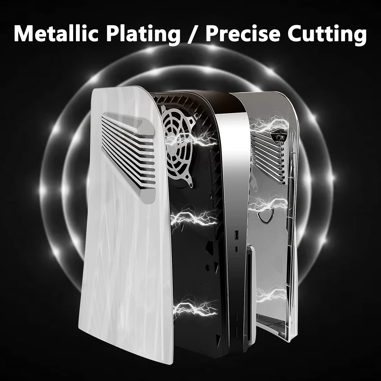 Custodia per Sony PS5 Disc Edition, Bocchetta di Cooling, Cover ABS Antiurto Antigraffio, Argento