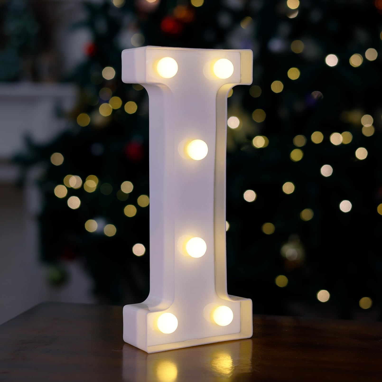 LED Marquee Sign Light Up Letters, 26 Alphabet Light Up Letters Sign, Battery Powered LED Letter Lights for Night Light, Wedding, Birthday, Party, Christmas or Home Decor(Letter I, Warm White)