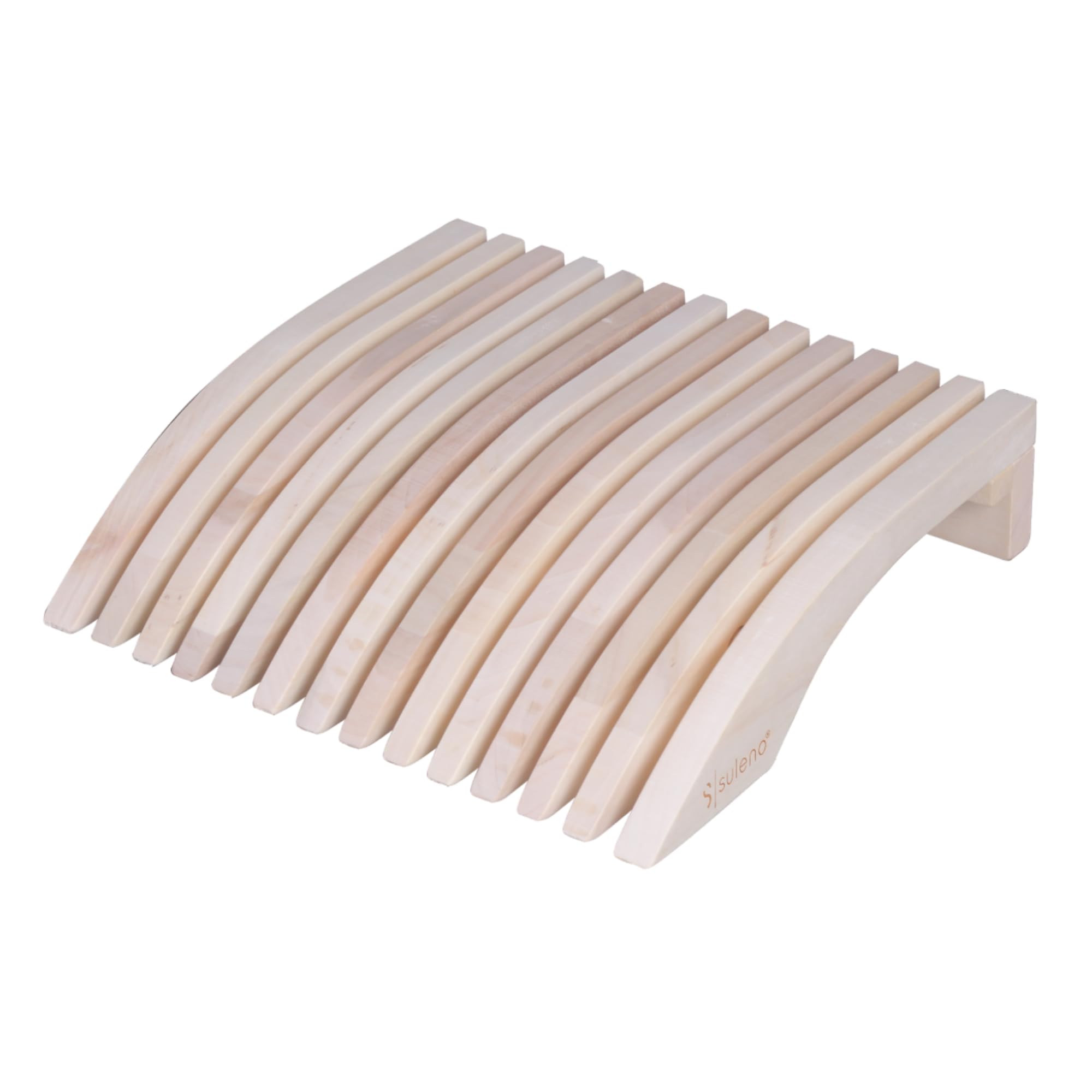 SULENO Sauna Kopfstütze Holz Espe, ergonomische Saunakopfstütze für Kopf & | Nacken, Hochwertiges Sauna Zubehör, hygienisch & langlebig, Saunazubehör Nackenstütze & Kopfkeil, Modell ESKE, Rückenlehne
