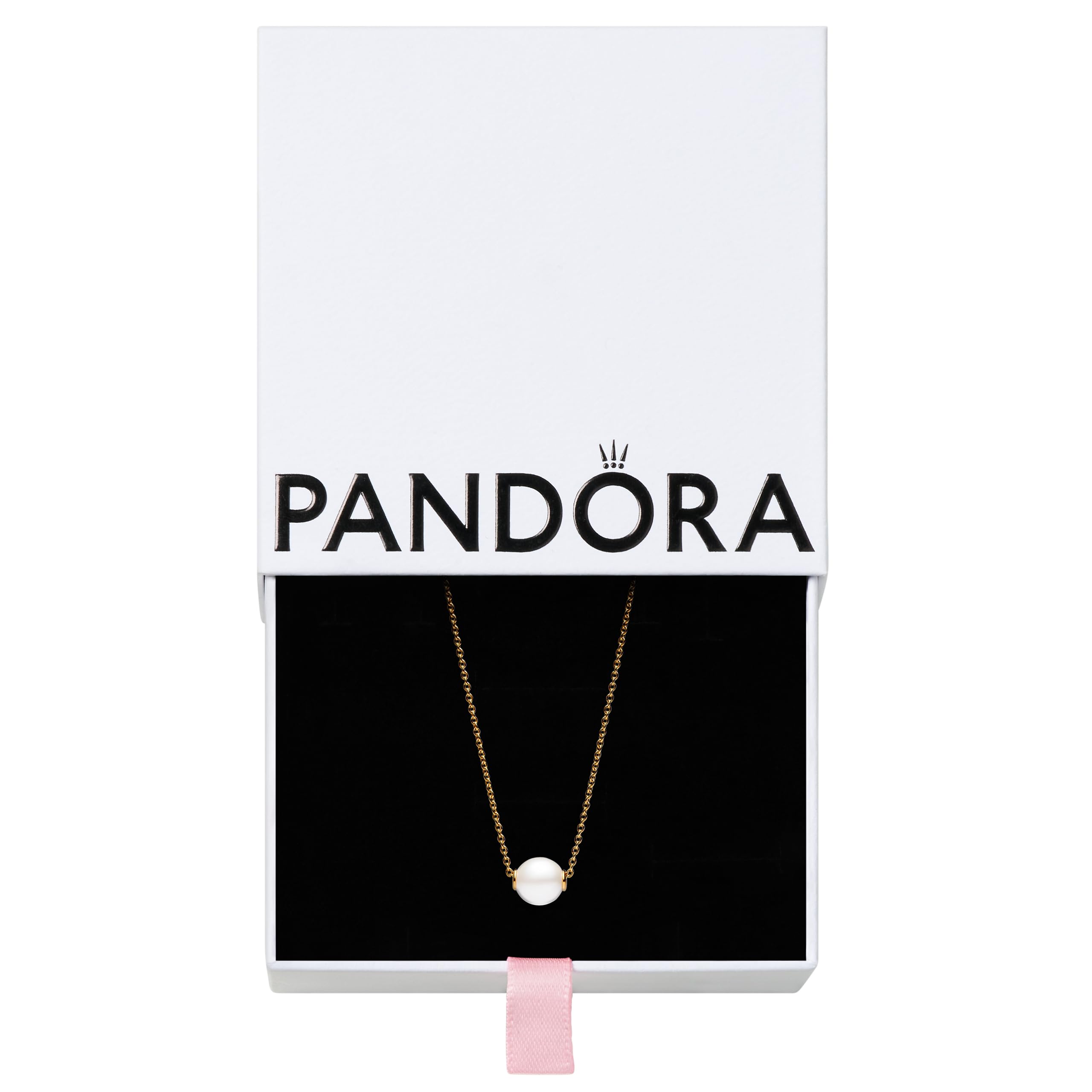 PANDORA Treated Freshwater Cultured Pearl Collier Necklace - 14K Gold-Plated Necklace with Treated Freshwater Cultured Pearl & Cubic Zirconia for