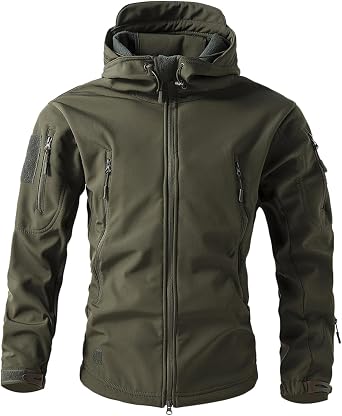 Mens Army Special Ops Military Tactical Jacket Softshell Fleece Hooded Outdoor Coat