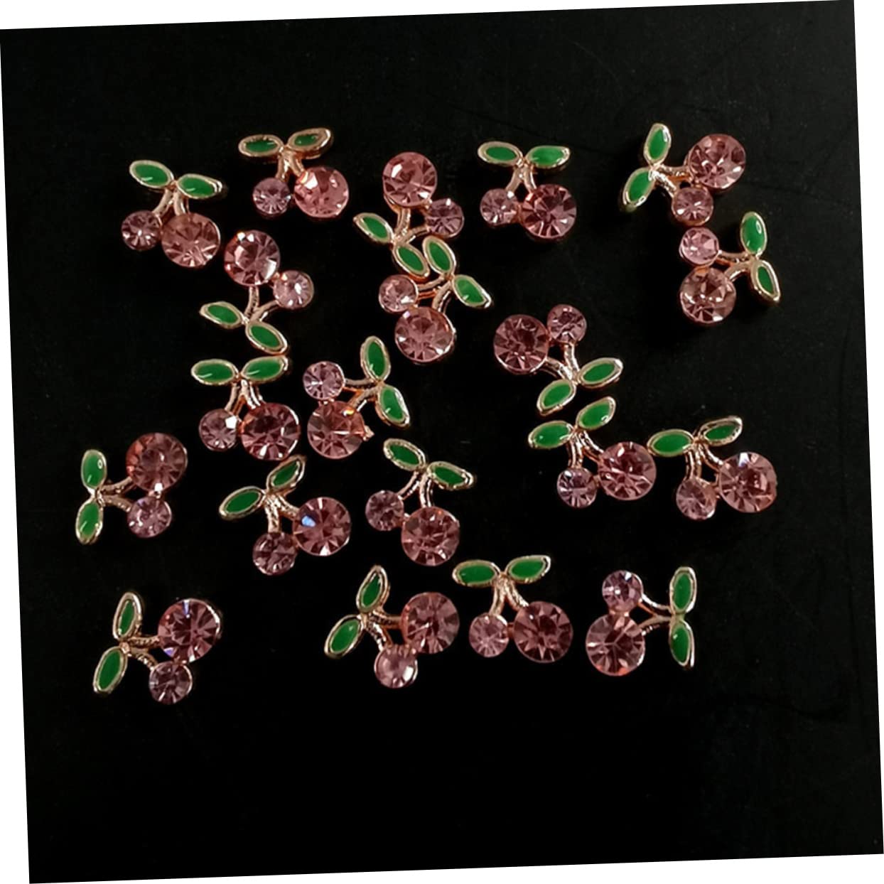 minkissy 128piezas Decoraciones De Uñas Rhinestones De Cereza Para Arte De Uñas Accesorios De Manicura Para Mujeres Charms Metálicos Para Fiestas y Celebraciones