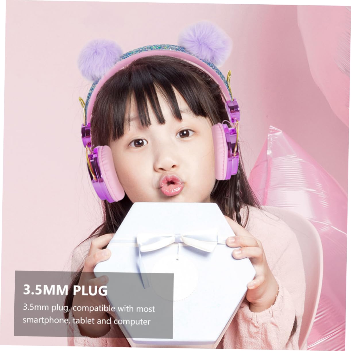 Uonlytech 2stücke Kinderkopfhörer Mit Glitzer Und Furry Lautstärkebegrenzung Geeignet Für Jungen Und Mädchen Für Schule Und Reisen Mit Mikrofon Für Smartphones Und Computer