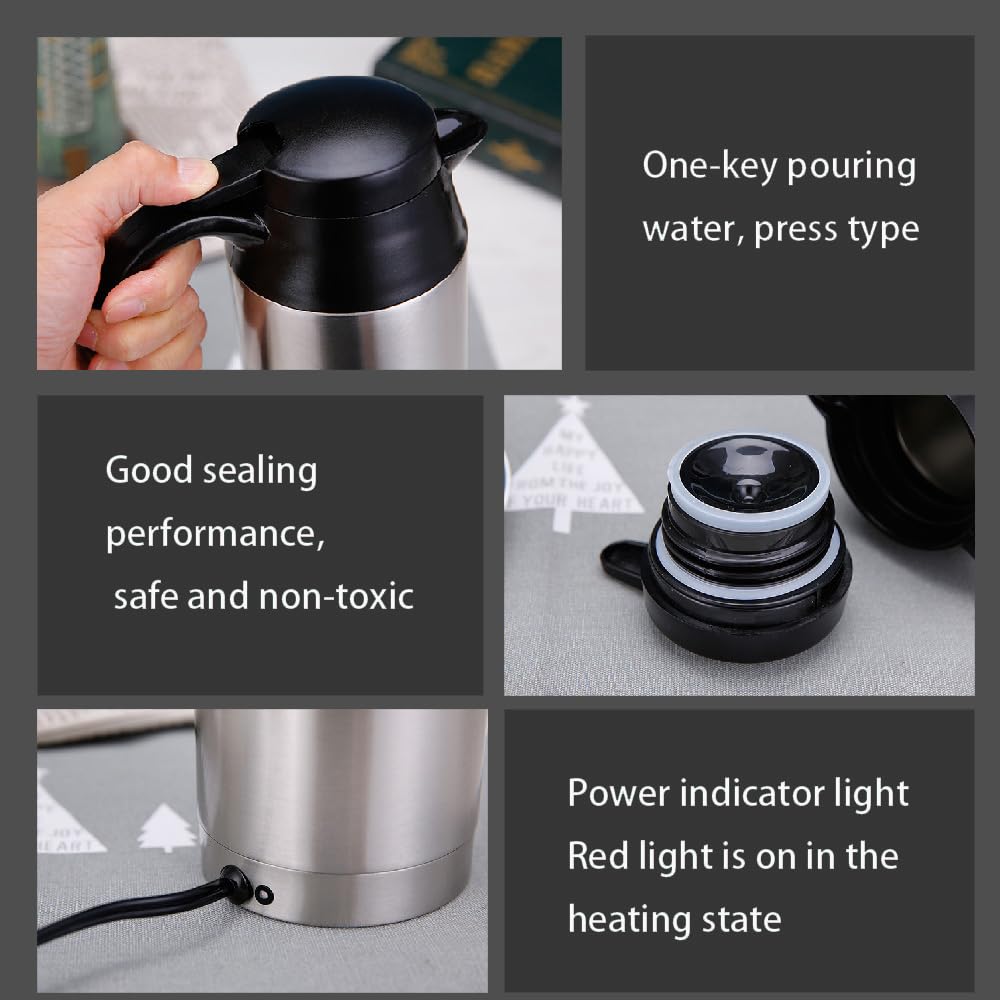 750 ml Bollitore per acqua elettrico da auto 12 V per accendisigari - Sistema rapido di acqua calda per caffè in viaggio