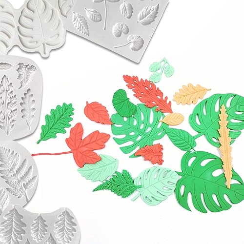 Miniatura 7 de Rolin Roly Moldes de silicona para pastel de helechos de hoja, molde de silicona para caramelos, moldes de monstera reutilizables, moldes de patrón