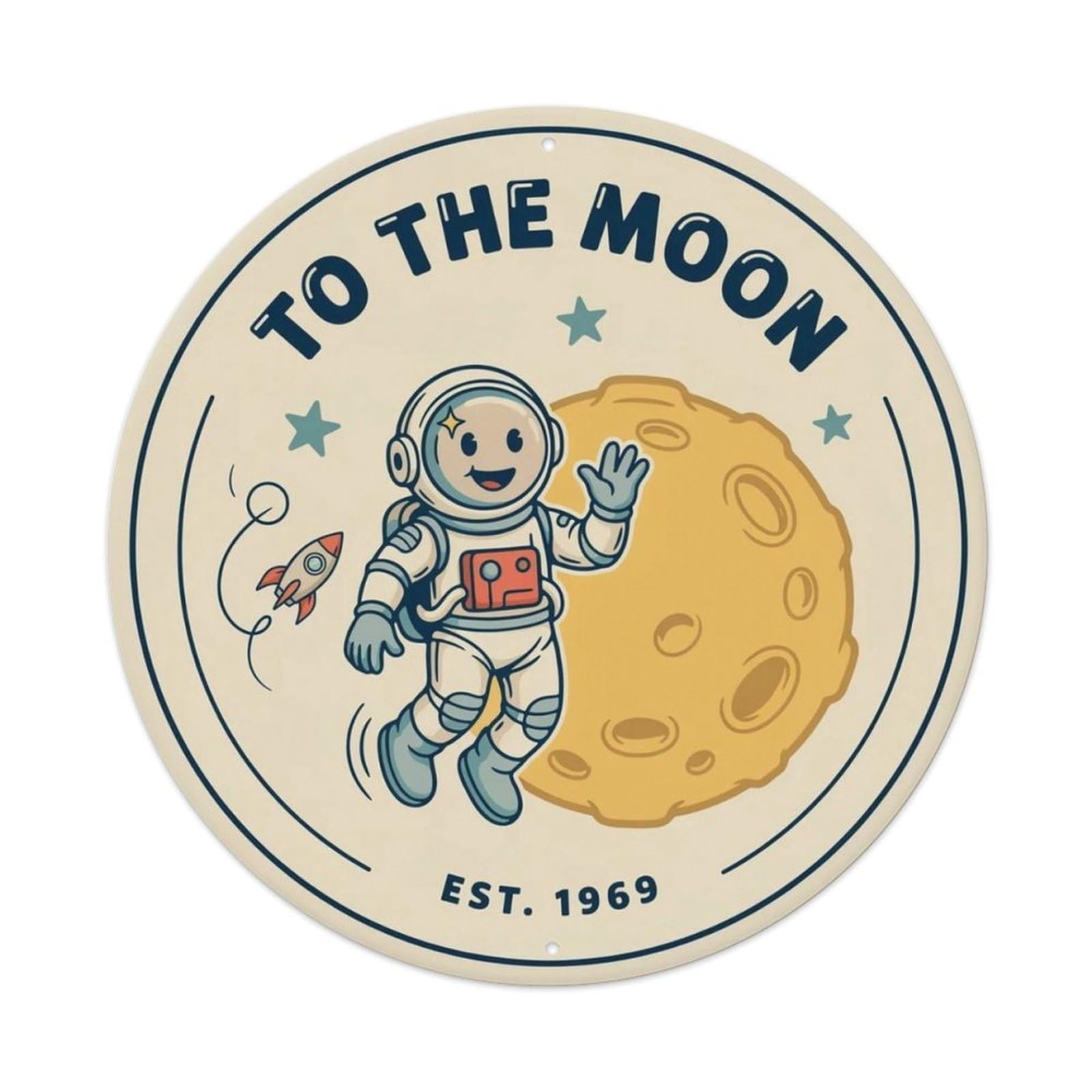 To The Moon Retro Space Metal Tin Sign Plaque