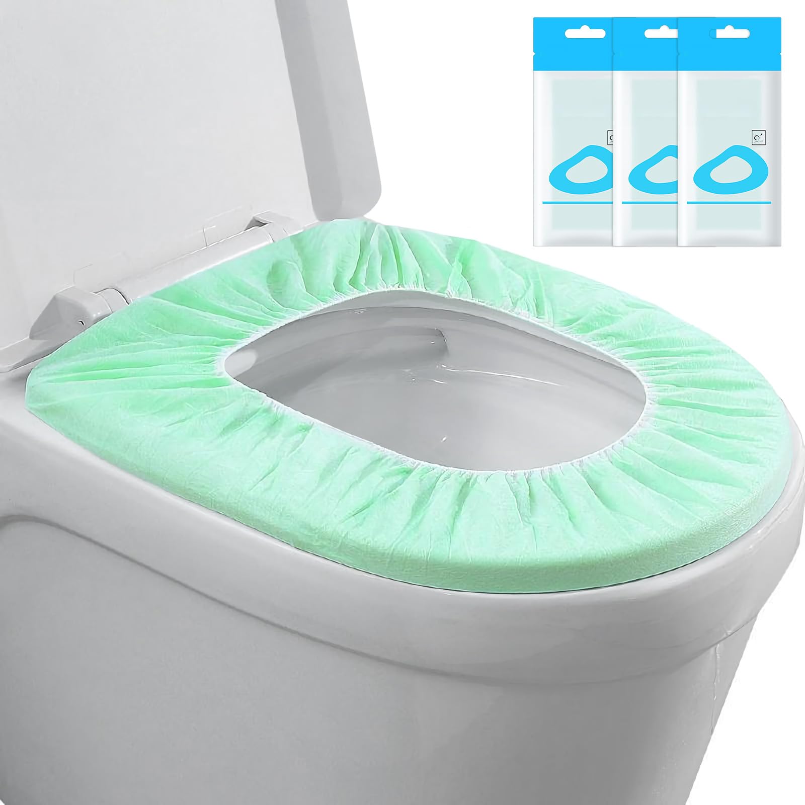 Paquete de 50 fundas desechables para asiento de inodoro, funda impermeable de doble capa, envueltas individualmente para viajes, orinal en baños públicos