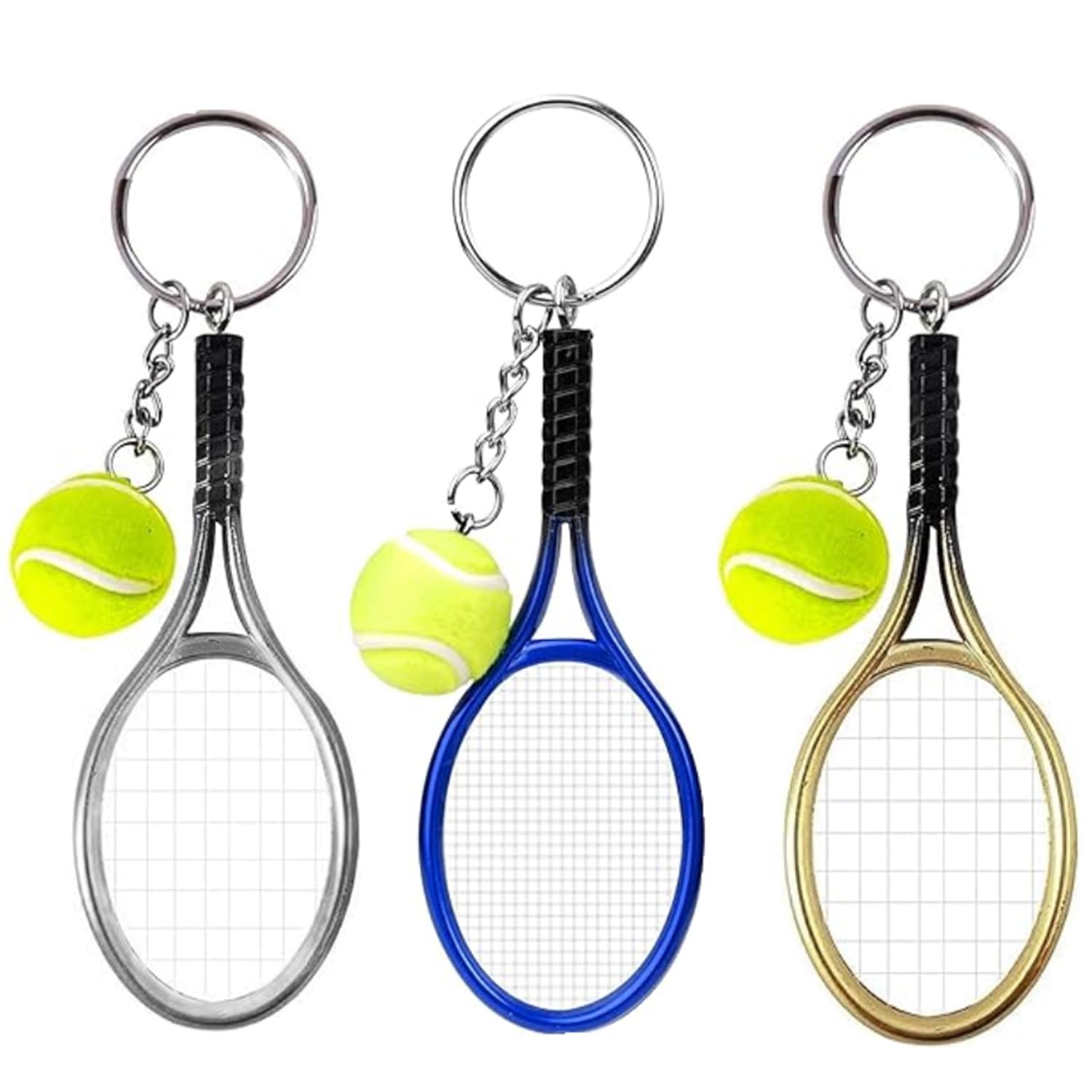 ZHAOYCSH 3er-Pack Tennis Schlüsselanhänger Set,Miniatur-Tenn