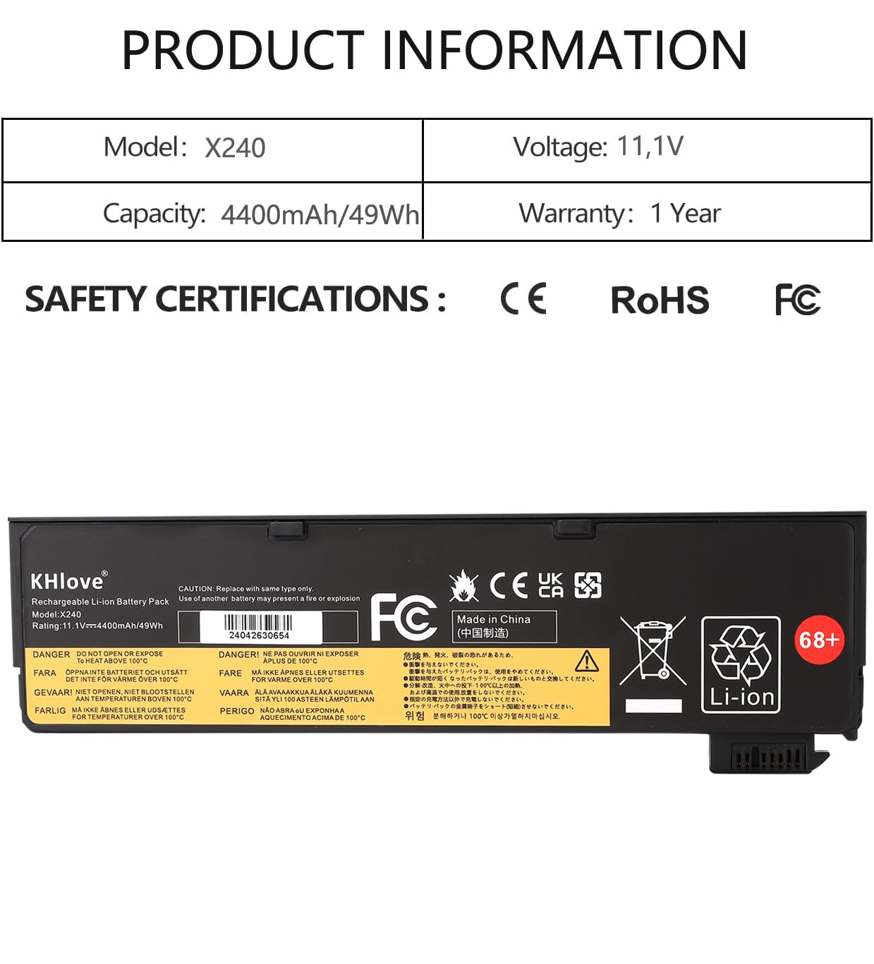 45N1124 45N1125 Laptop Batteria per Lenovo ThinkPad X240 X250 X260 X270 W550 W550s L450 L460 L470 P50s T440 T440s T450 T450s T460 T460p T470p T550 T560 P50S A275 K2450 45N1128 45N1129 45N1130