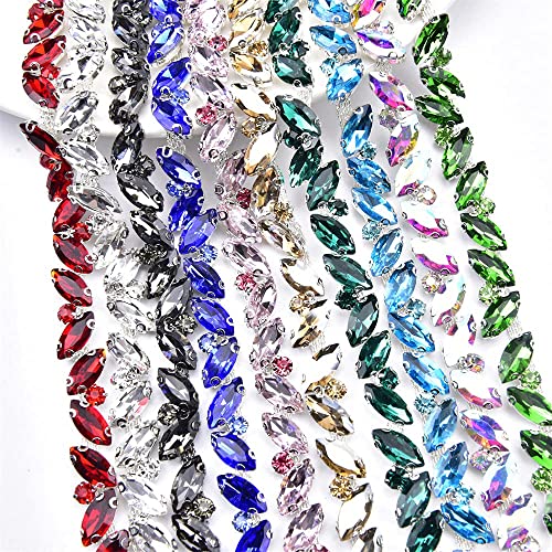 1 Yard Shiny Crystal Rhinestone Trim Chain Applique, Bling Decoration Flexible Sewing Crafts Bridal Costume Embellishment Beaded Trim Sparky Jewelry Diy For Necklace Bags Wedding Parties(Green) #TOP3