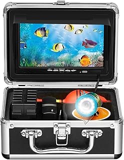 CâMera De Pesca SubaquáTica Câmera de pesca subaquática 1000TVL localizador de peixes de vídeo para inverno mar/rio/pesca no gelo 50 m cabo monitor de 7 polegadas 12 luzes brancas Localizador De Peixe