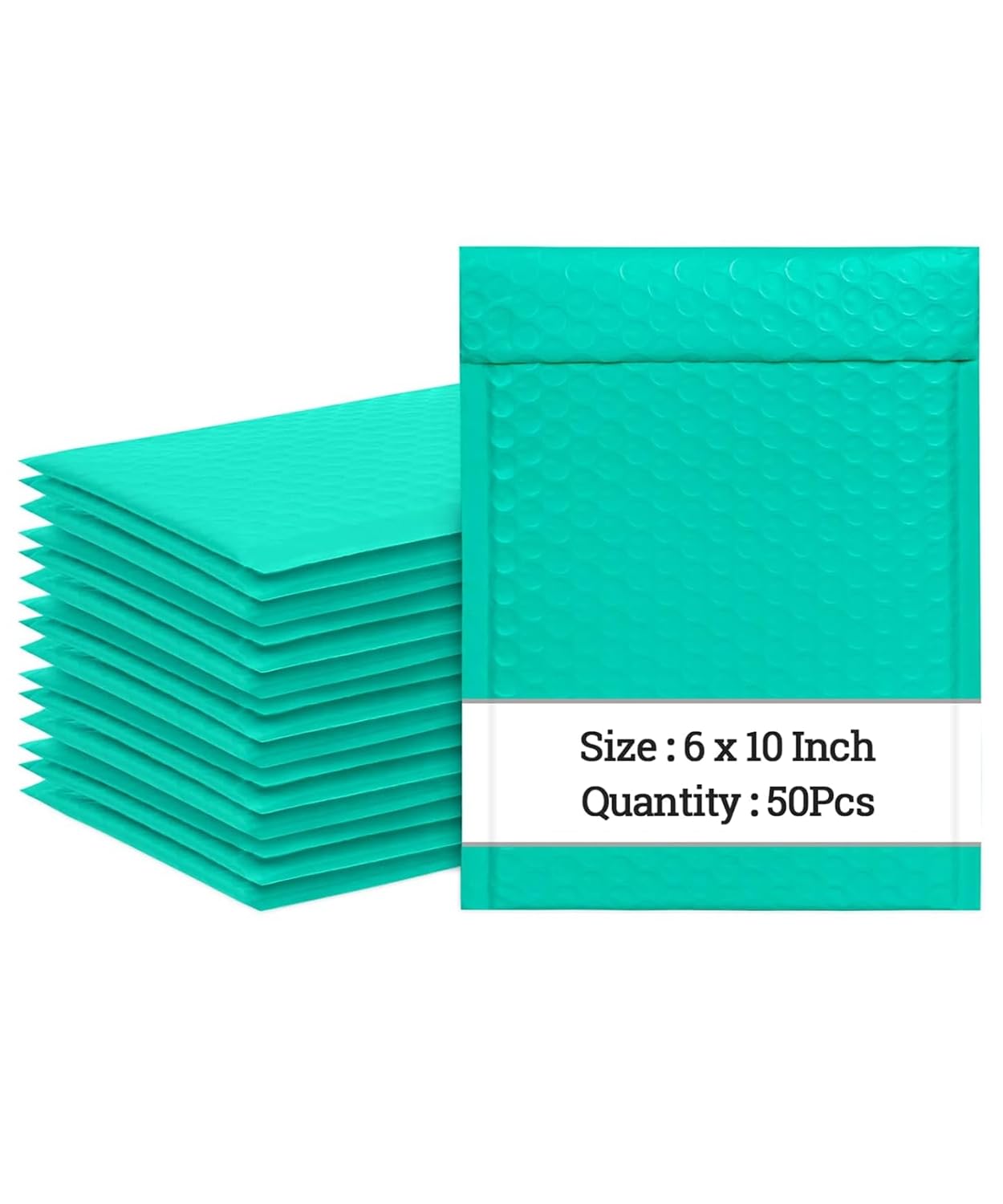 6 x 10 Inch Bubble Mailers 50 Pack, Self-Seal Poly Padded Envelope, Waterproof Shipping Bags for Small Business, Teal