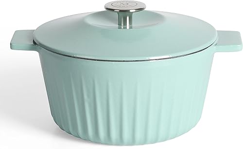 Martha Stewart Eastholm - Horno holandés de hierro fundido esmaltado de 3 cuartos de galón, color azul Martha disponible en Yaxa Peru