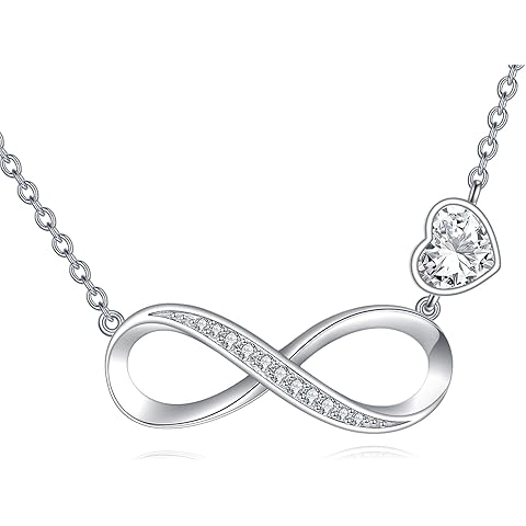LUHE Infinity Necklace for Women Sterling Silver Pendant Necklace Opal Jewelry Heart jewelry Infinity Pendant Graduation Gifts