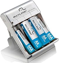 Carregador de Pilhas Multilaser AA/AAA + 2 Pilhas AA 2500Mah + 2 Pilhas AAA 1000Mah - CB045, turquoise, 83 x 59 x 55mm