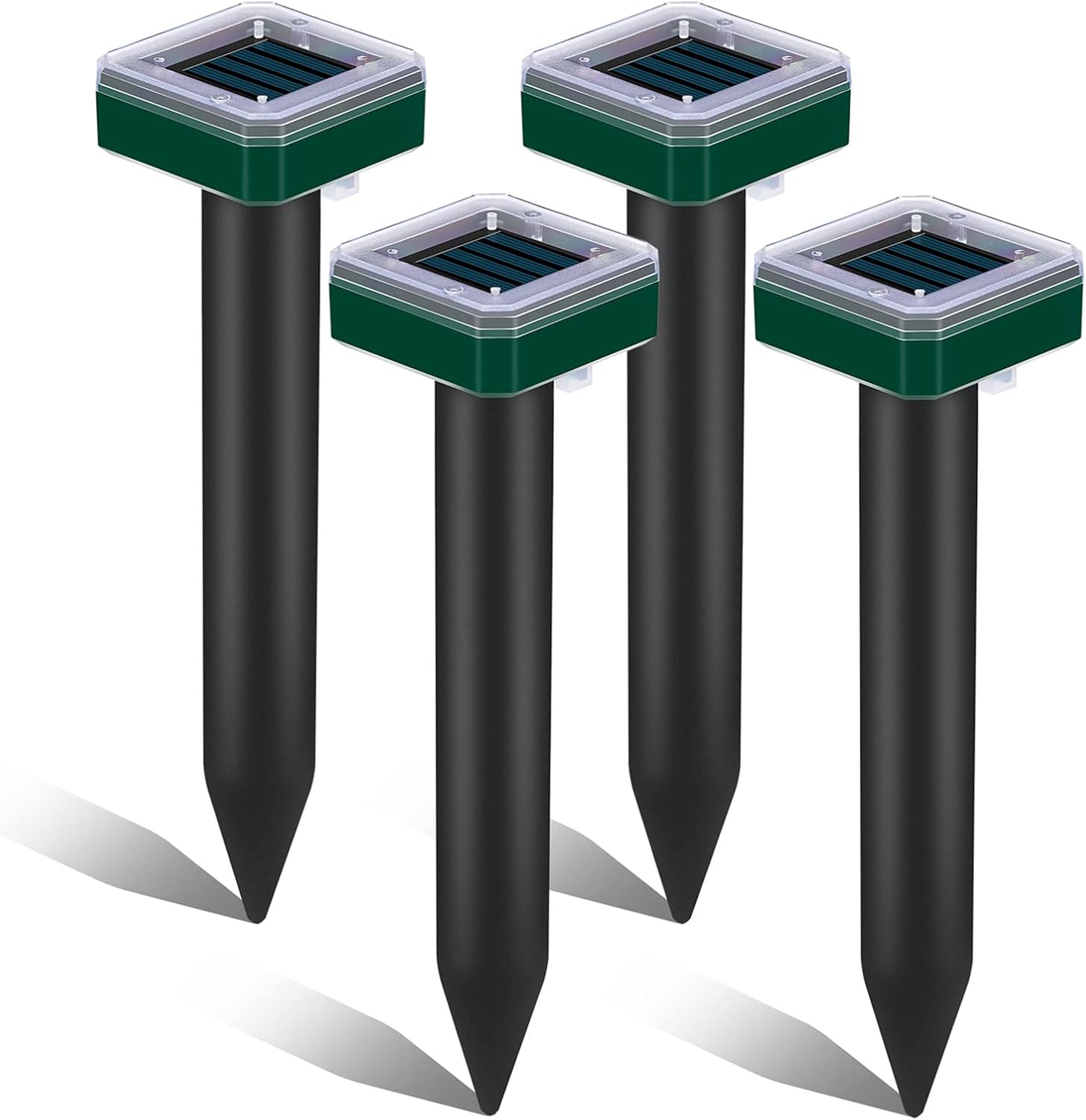 Mole Repellent Solar Powered for Lawns Snake Repellent for Yard Gopher Trap Groundhog Vole Repellent Ultrasonic Spike Outdoor Waterproof Sonic Chipmunk Rodent Burrowing Animals Deterrent Stake (4)