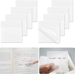 400 Pcs Transparent Sticky Notes, 3x3 Inch Clear Sticky Notes See Through Sticky Notes Self-Stick Waterproof Translucent Sticky Notes for Studying Reading Office School Message Reminder