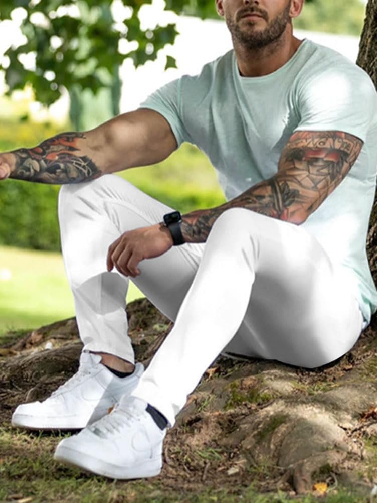 Pantalón Chino Hombre Slim Fit Elasticos Largo Trabajo Vaqueros Ajustados