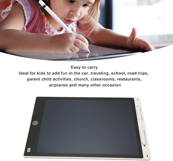 10-I LCD Writing Tablet – Erasable, Reusable Drawing Pad for Kids with Pressure Sensitivity & One-Button Erase F in (Black) (White) - 2