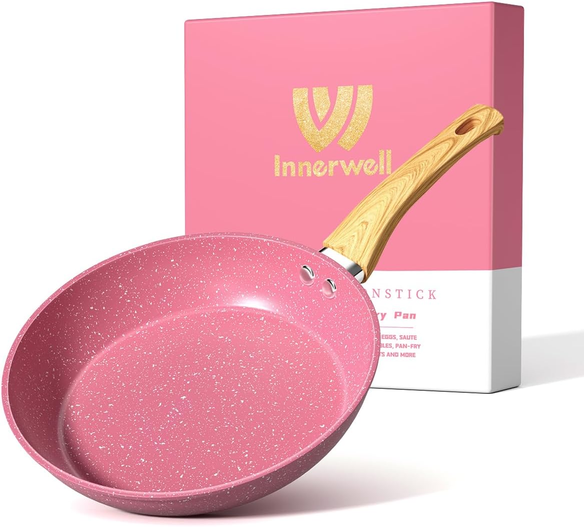Innerwell 11-Inch Pink Nonstick Egg Pan Small Egg Pan Skillet