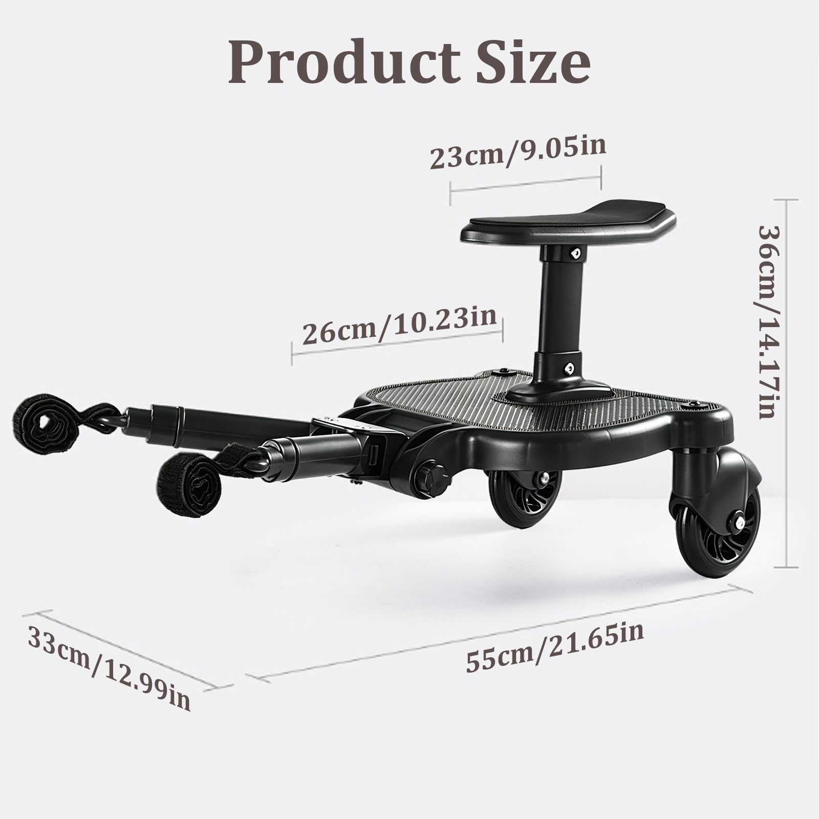 Buggy Board mit Sitz, Trittbrett für Kinderwagen Universal, 3-7 Jahre, 25kg
