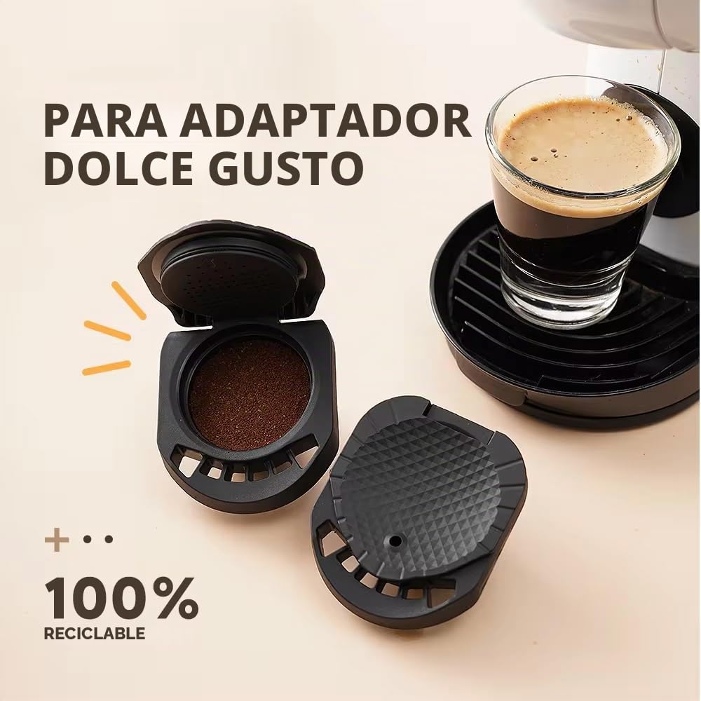 Adaptador reutilizable café para máquina Dolce Gusto, convertidor de café molido recargable compatible con Piccolo XS, Mini Me Genis S y soporte para crema