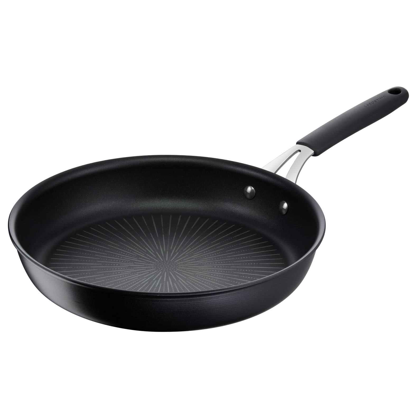 Lagostina Tempra, Padella 28cm con Rivestimento in Titanium Antiaderente Antigraffio, Fondo in Acciaio Inox, Manico Rivettato in Acciaio e Silicone, per Tutte le Fonti di Calore Inclusa Induzione