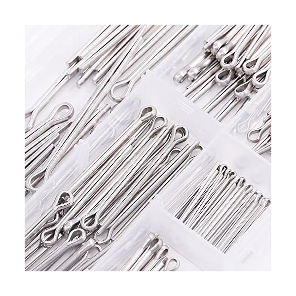 Glarks 90 Stück 304 Edelstahl Splinte Sicherungssplinte Sicherheitssplinte Sortiment Kit – Bild 8