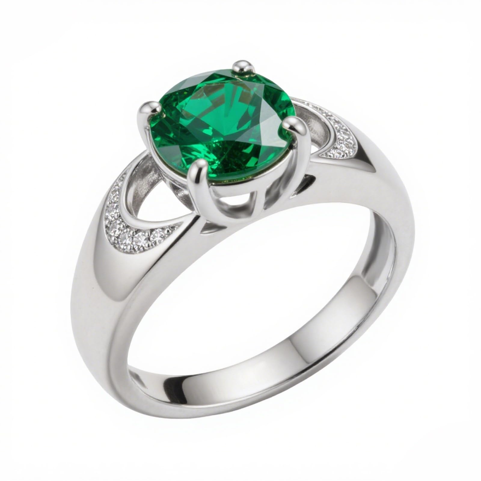 LONAGO 925 Sterlingsilber/9K/14K/18K Echtgold Personalisierter Geburtsstein Ring für Damen 6,5 mm Rundschliff Geburtsstein mit Gravur Name Ring