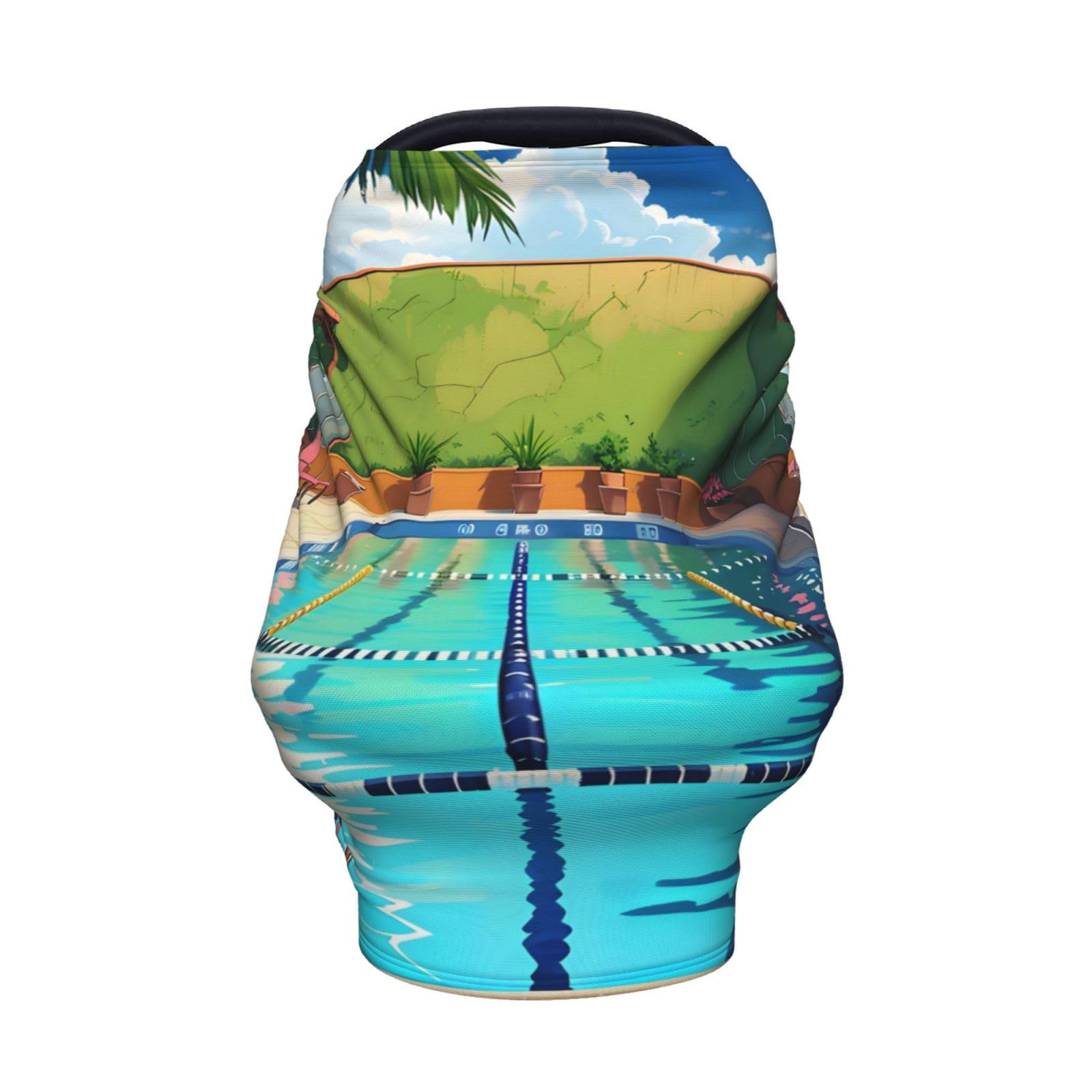 XZDHYZ Flamingo and swimming pool Versatile full-print Stroller Chair Cover/Nursing Cover, specially designed for your baby, Black