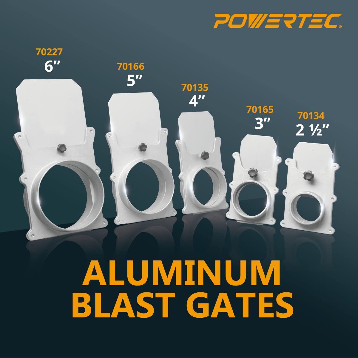 POWERTEC 70165 Puerta de explosión de aluminio, 3 pulgadas
