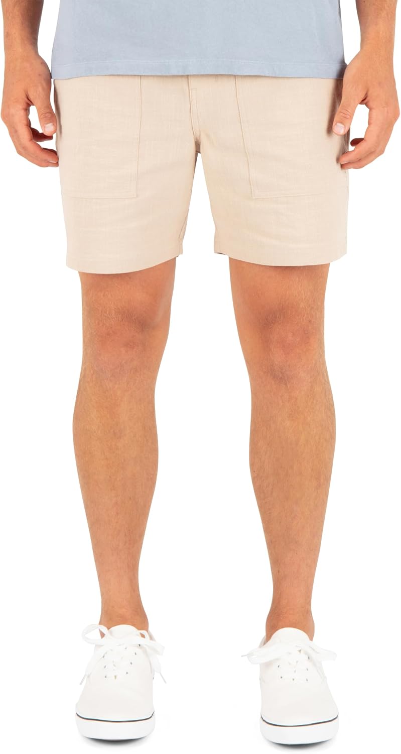 Hurley Men's Naturals 6" Inseam Cotton Walk Shorts, 17" Outseam, Elastic Waistband & Drawstring
