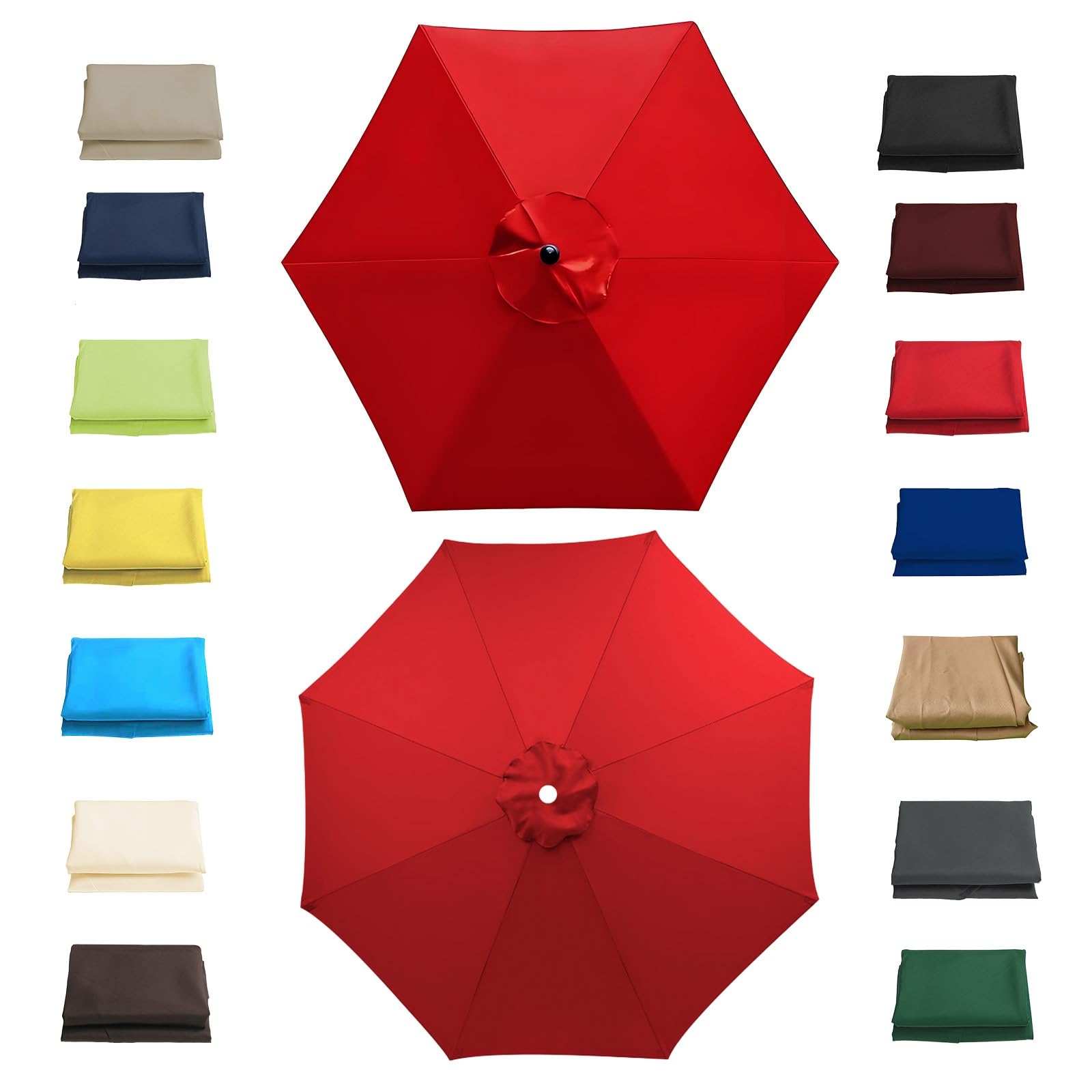 Garden Parasol Replacement Canopy Waterproof, 2m 2.30m 2.7m 3.0m Replacement Parasol Canopy Cover for Patio Pool Outdoor, Anti-UV Strong Sunshade Umbrella Cloth for 6/8 Ribs(Red,2.30m/8 Arms)