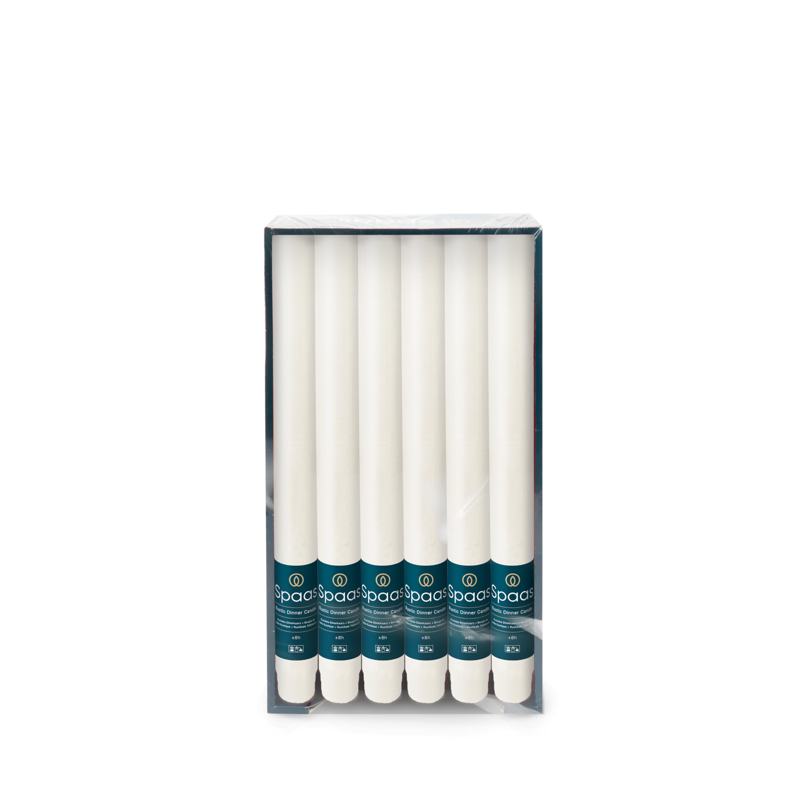 Spaas 12x Rustic Unscented Rustic Dinner Candles, 21/250mm, ± 8 Hours, White