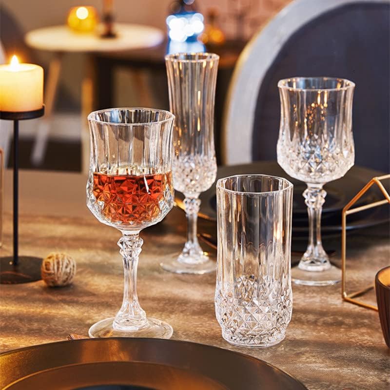 Image of Crystal Wine Glasses 230ml, Set of 4 Long Wine, Burgundy Clear Glasses with Stem for Wedding Anniversary, Birthday, Gift (RKT-09, Set of 4)