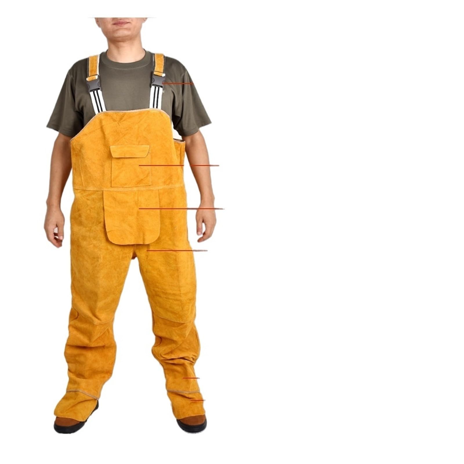 LNHHG Welding Clothes, Welding Clothing Overall Safety Coverall Protective Leather Flame Retardant Repairman Welder Strap(Giallo,L)