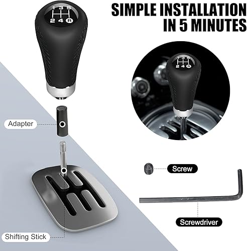 Miniatura 4 de Pomo de cambio universal de 5 velocidades manual para caja de cambios para la mayoría de vehículos de transporte de automóviles (línea negra)