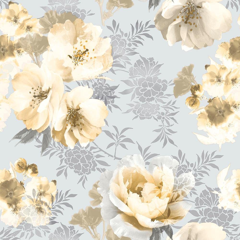 Catherine Lansfield Dramatic Floral Wallpaper Ochre