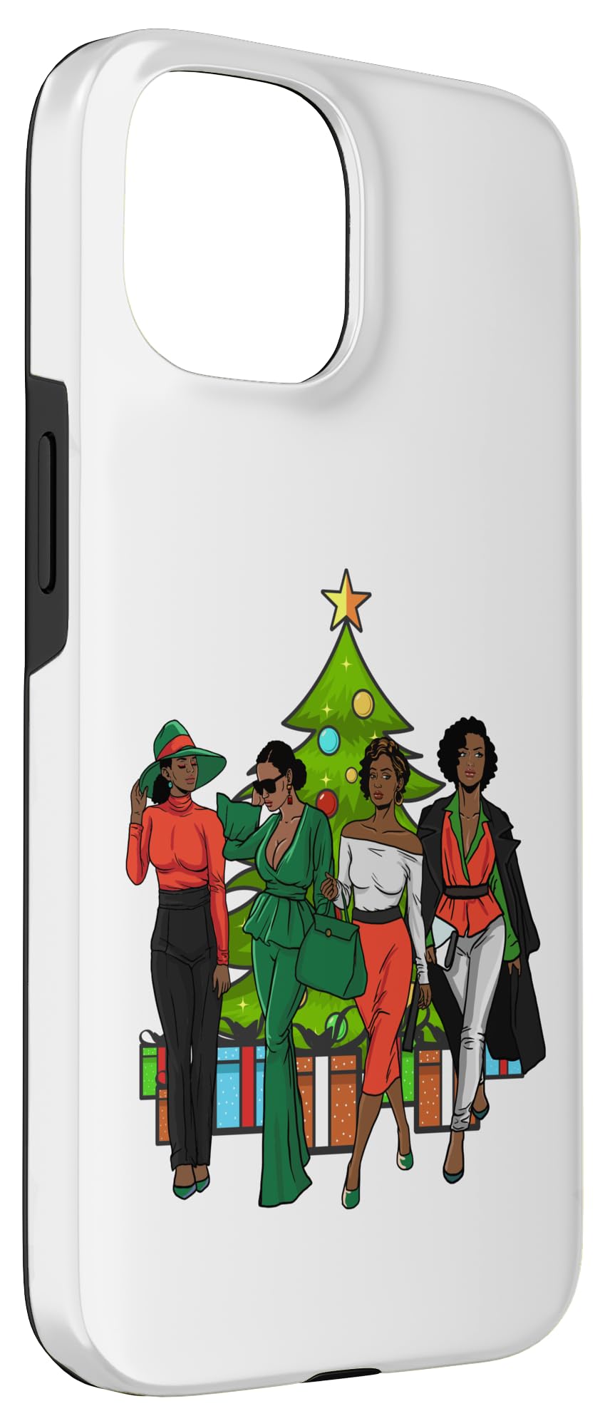 iPhone 15 Melanin Christmas tree black girl magic sista fun luv women Case - Image 3