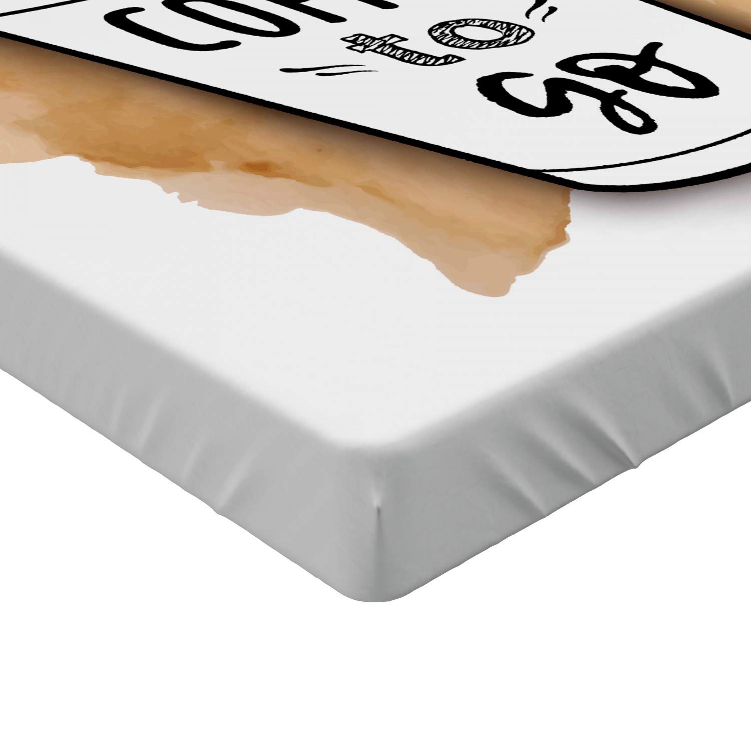 Ambesonne Coffee Fitted Sheet, Outline Take Away Cup on Spilled Drink Watercolor Splashes, Bed Cover with All-Round Elastic Deep Pocket for Comfort, Twin XL Size, Brown