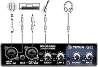 Profissional Placa de Som Audio,Bluetooth MP3 Entrada para computador 48V Phantom Power Estéreo DJ Studio Streaming (Q-22)