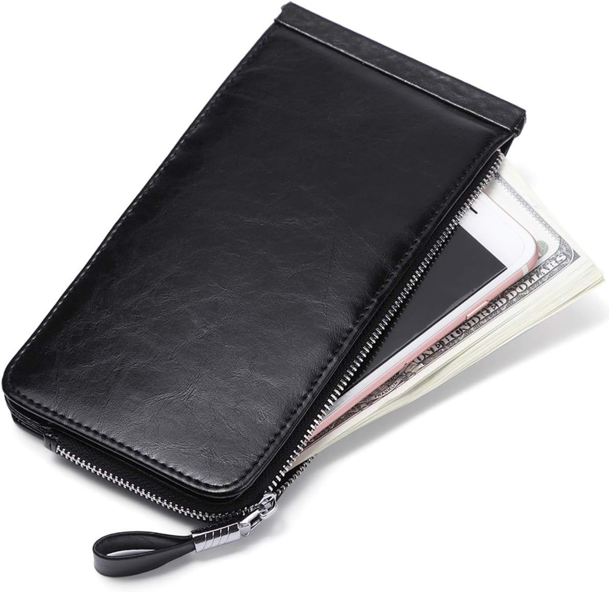 Women's Genuine Leather Credit Card Holder RFID Long Zipper Purse Wallet - Image 5
