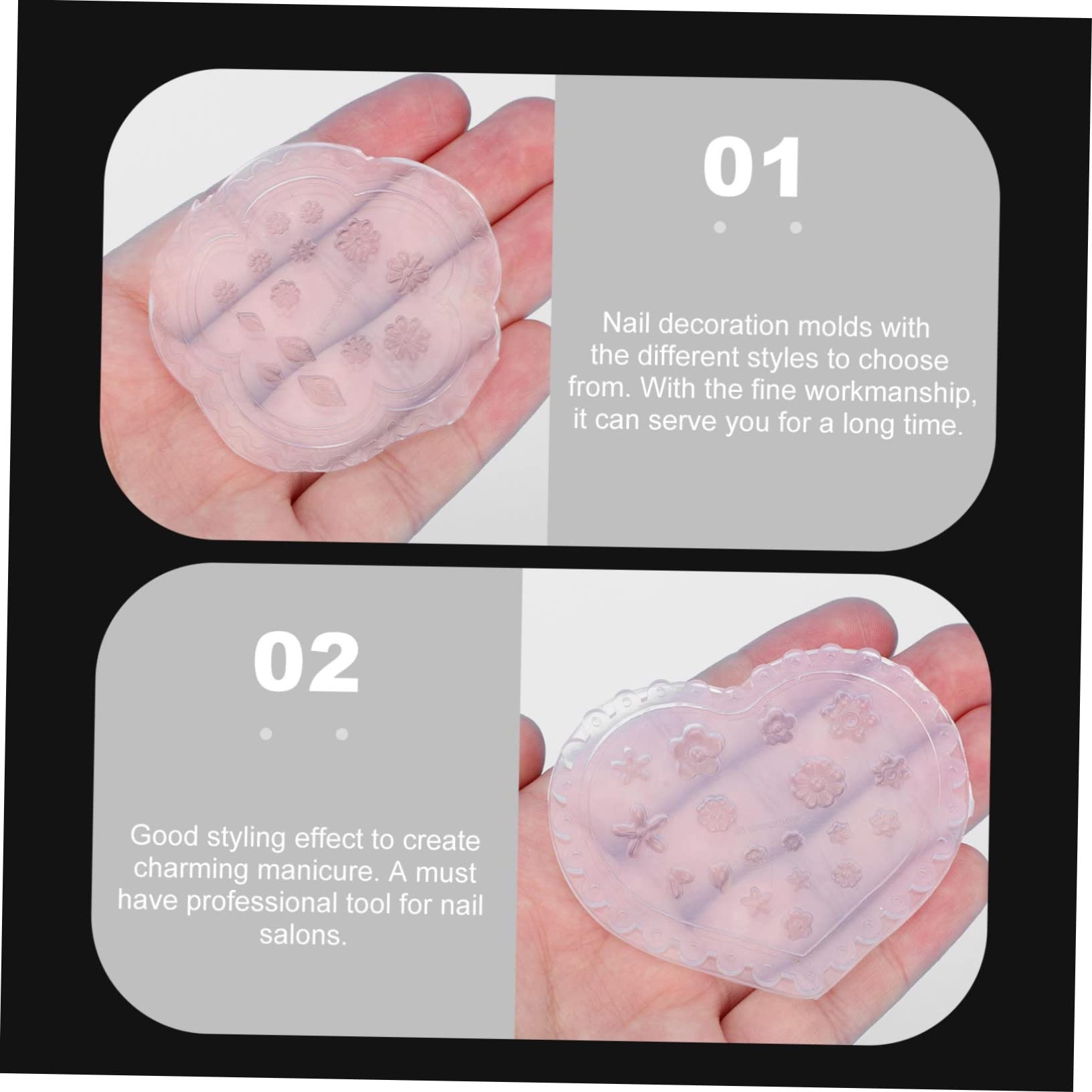 Lurrose 12pezzi Stampo Per Unghie Silicone Personalizzato Mold Per Nail Art Epoxy Strumento Pratico Per Manicure Di Stampo Fiori Per Decorazioni Unghiali