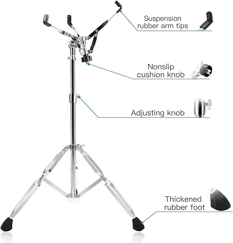 Miniatura 3 de Soporte de batería con soporte para baquetas, soporte de tambor de práctica ajustable para almohadilla de tambor de 10 a 14 pulgadas, altura
