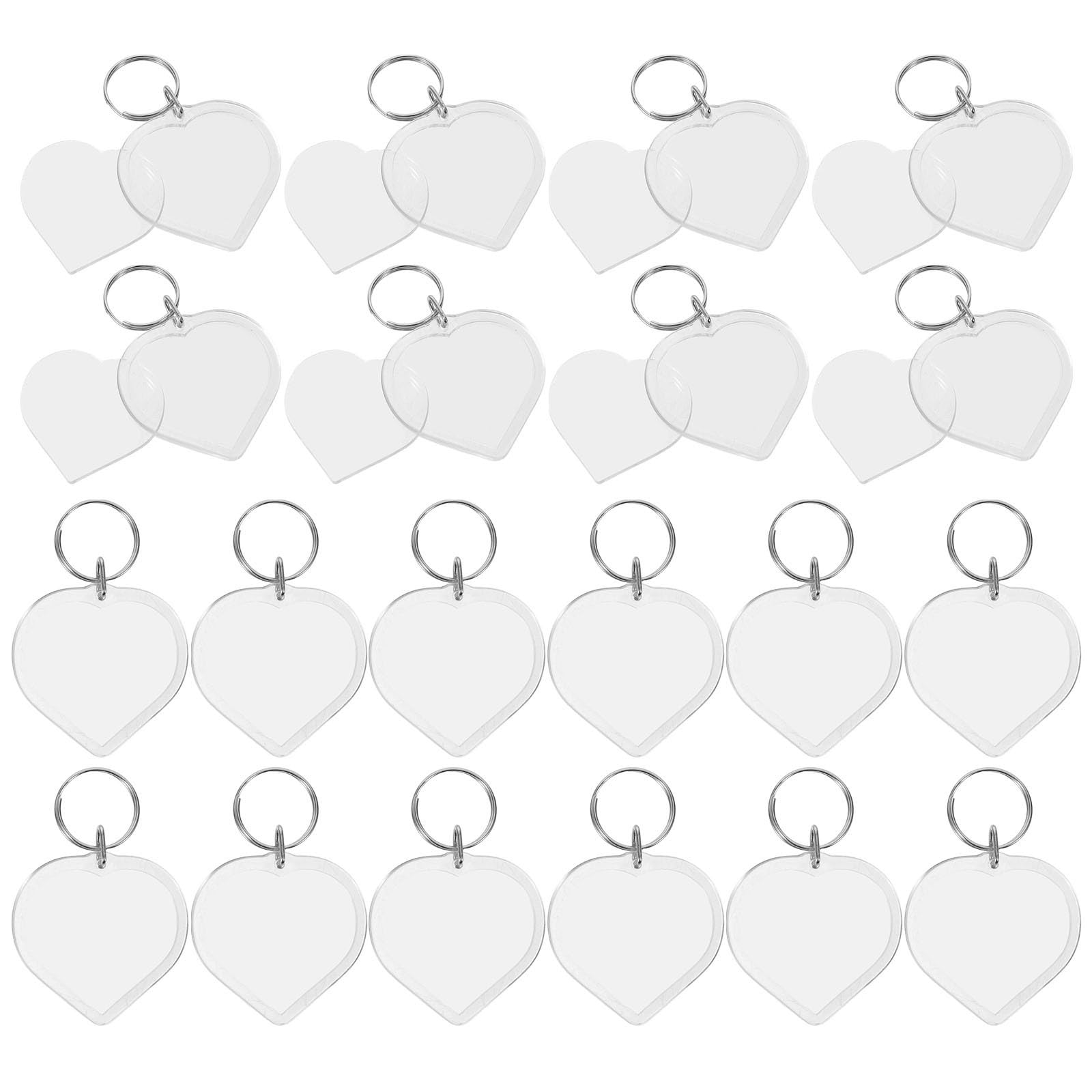 Portachiavi Cornice Cuore 100 Pezzi in Acrilico Trasparente | Inserto Immagine Fai da Te, Leggero e Portatile, per Compleanni e Regali Sentiti