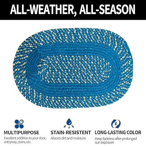 Image of Cotton Oval Doormat Outdoor|Handmade Cotton Doormat | Quick Dry, Washable Door Mat for Home, Bathroom & Bedroom (33X53 CM)(S-3)